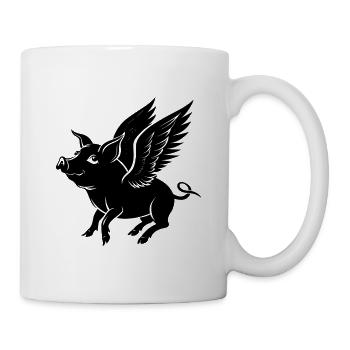 Fliegendes Schwein mit Flügeln - Tasse - Weiß - Rechts
