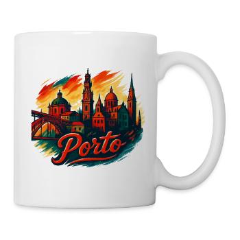 Porto Skyline Modern – Epische Stadtsilhouette - Tasse - Weiß - Rechts