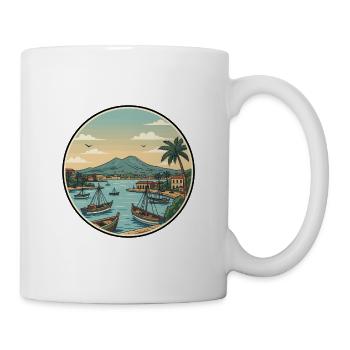 Neapel, Italien, Vesuv-Bucht-Aufkleber - Tasse - Weiß - Rechts