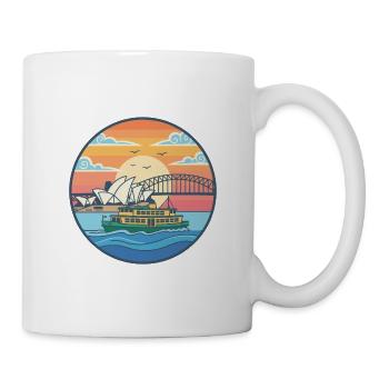Aufkleber des Sydney Opernhauses und der Hafenbrücke - Tasse - Weiß - Rechts