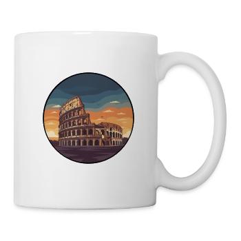 Romer Kolosseum Sonnenuntergangs-Rundaufkleber - Tasse - Weiß - Rechts