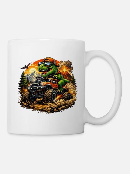 Aventure de MonsterTruck Dino - Mug blanc - blanc