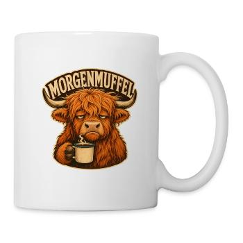 Morgenmuffel Kuh mit Kaffee - Tasse - Weiß - Rechts