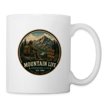 Graphisme d’aventure vintage Mountain Life - Mug blanc - blanc - Droite