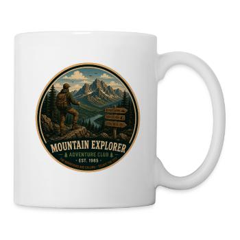 Mountain Explorer Vintage-Abenteuergrafik - Tasse - Weiß - Rechts