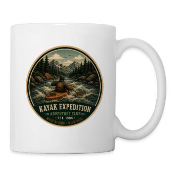 Kayak Expedition Vintage-Abenteuergrafik - Tasse - Weiß - Rechts