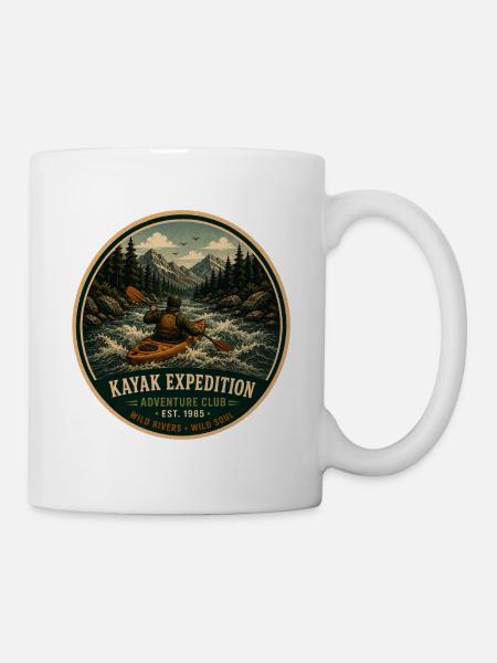 Kayak Expedition Vintage Adventure Graphic - Mug - white
