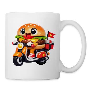 Kawaii Burger auf dem Motorrad - Tasse - Weiß - Rechts