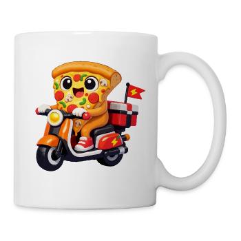Pizza Hero auf Lieferfahrrad - Tasse - Weiß - Rechts