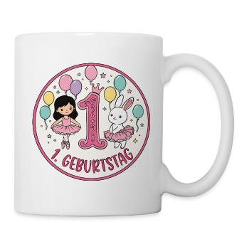 Erstes Geburtstagsposter Ballerina & Hase - Tasse - Weiß - Rechts