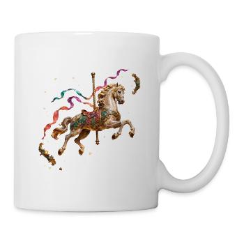 Goldene Karussellpferd und Feenbänder - Tasse - Weiß - Rechts