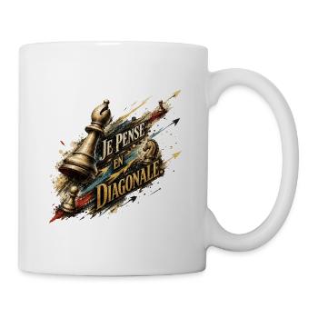 Je Pense En Diagonale - Mug blanc - blanc - Droite
