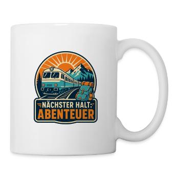 Nächster Halt Abenteuer Zugreise - Tasse - Weiß - Rechts