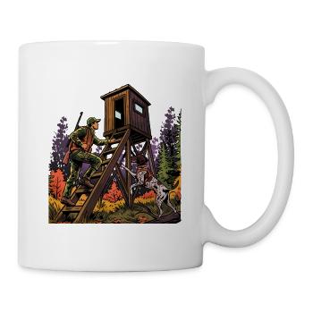 Chasseur et chien à la tribune haute - Mug blanc - blanc - Droite