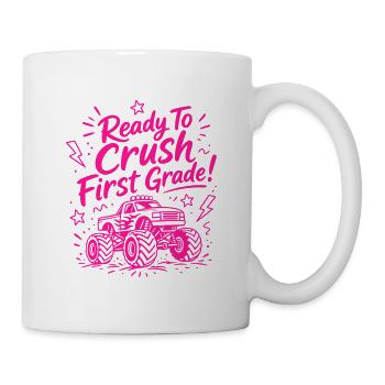 Bereit, die erste Klasse zu zerschlagen – Monster Truck - Tasse - Weiß - Rechts