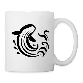 Leaping Whale Silhouette Sea Motif - Mug - white - Right