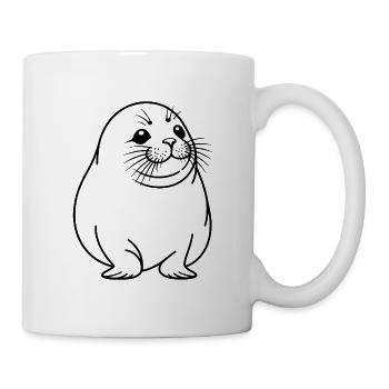 Moppelige Robbe One Line Tiermotiv - Tasse - Weiß - Rechts