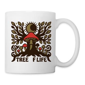 Lebensbaum Pilze Logo - Tasse - Weiß - Rechts
