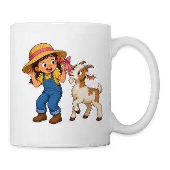 Girl with goat and bow farm motif - Mug - white - Right