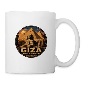 Gizeh, Ägypten-Pyramiden Vintage-Reiseabzeichen - Tasse - Weiß - Rechts