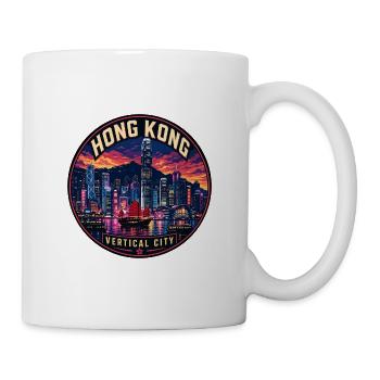 Hong Kong Skyline Vintage Reiseabzeichen - Tasse - Weiß - Rechts