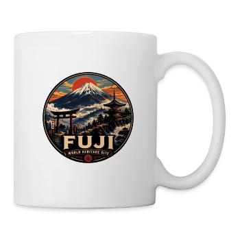 Mount Fuji Japan Vintage-Reiseabzeichen - Tasse - Weiß - Rechts