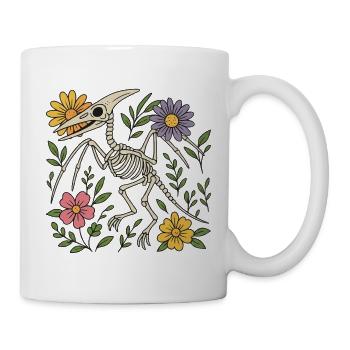 Pterodactylus Skelett mit Blumen - Tasse - Weiß - Rechts