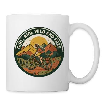 Girl Ride Wild And Free Gravel Bike Abzeichen - Tasse - Weiß - Rechts