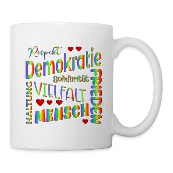 Regenbogen Wählen Demokratie - Tasse - Weiß - Rechts