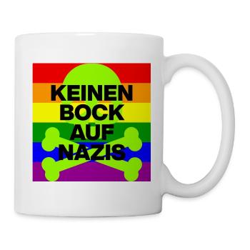 KEINEN BOCK AUF NAZIS, NO NZS, NO AFD, SKULL GRÜN - Tasse - Weiß - Rechts