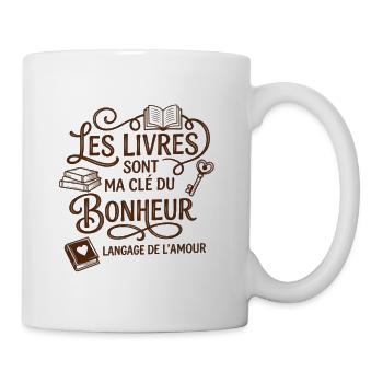 Booklover : Les livres sont ma clé du bonheur - Mug blanc - blanc - Droite