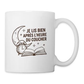 Je lis bien après l'heure du coucher - Livre - Mug blanc - blanc - Droite