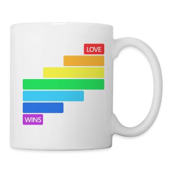 Love Wins - Regenbogen Querstreifen Design - Tasse - Weiß - Rechts