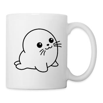 Cute baby seal with big eyes animal motif - Mug - white - Right