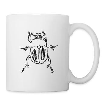 Scarabée noir – Illustration insecte - Mug blanc - blanc - Droite