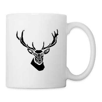 Schwarzes Grafisches Reh – Geometrisches Porträt - Tasse - Weiß - Rechts