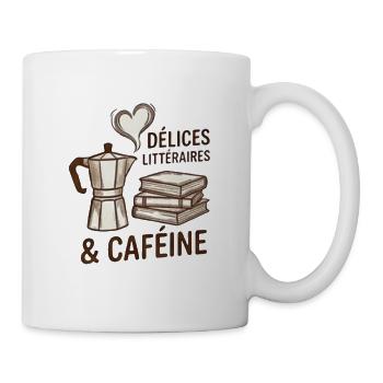 Delices litteraires & Cafeine - Livre et Cafe - Mug blanc - blanc - Droite