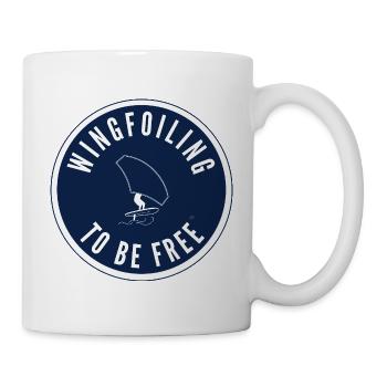 Wingfoiling to be free – Badge in Navy - Mug - white - Right