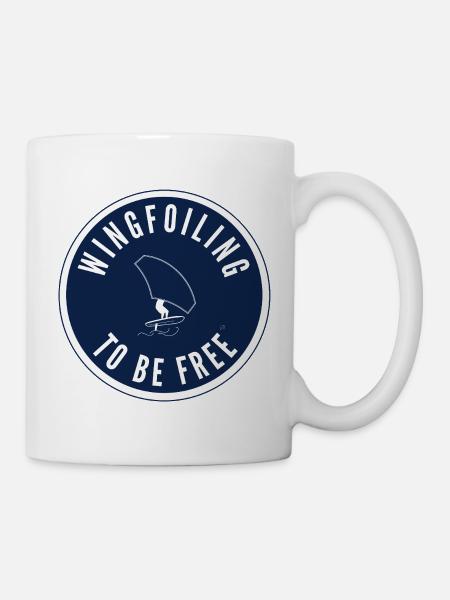 Wingfoiling to be free – Badge in Navy - Mug - white