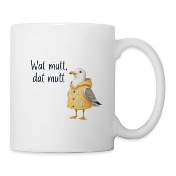 Wat mutt dat mutt Seemöwe Hoodie - Tasse - Weiß - Rechts