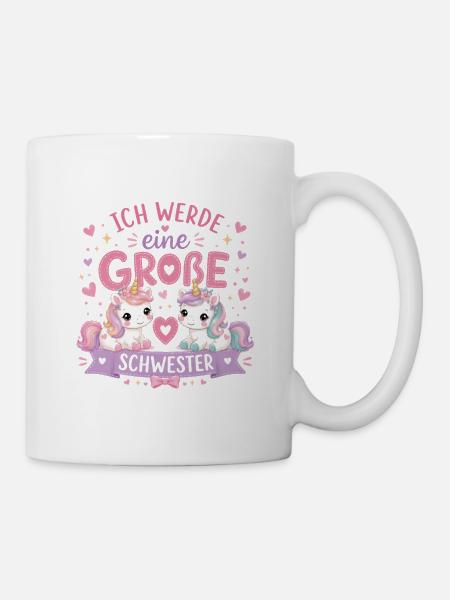 Ich werde eine Große Schwester – Einhorn Duo - Tasse - Weiß