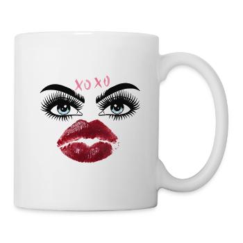 Kusslippen und Augen Glamour - Tasse - Weiß - Rechts