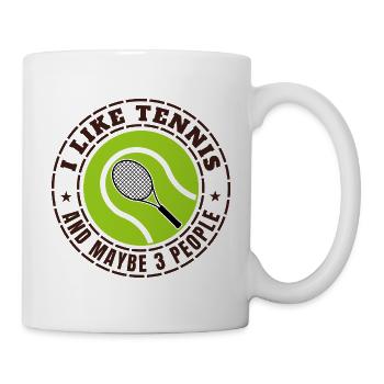 ICH MAG TENNIS UND VIELLEICHT DREI LEUTE - Tasse - Weiß - Rechts