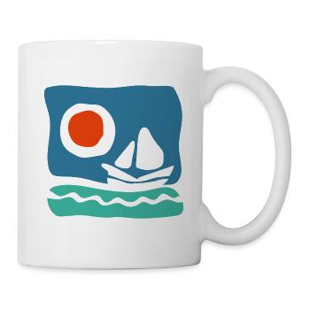 Segelboot auf azurblauem Meer – Meeresillustration - Tasse - Weiß - Rechts