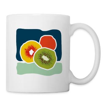 Bunte Kiwis – Fruchtige Pop-Illustration - Tasse - Weiß - Rechts
