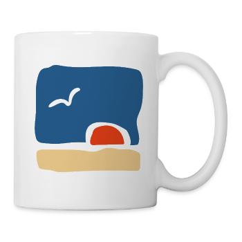 Vogel bei Sonnenuntergang – Minimalistische Kunst - Tasse - Weiß - Rechts