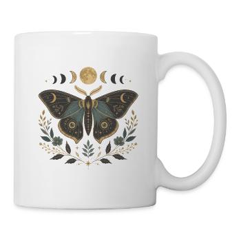 Vintage Moth & Moon – Celestial Dark Academia - Mug - white - Right
