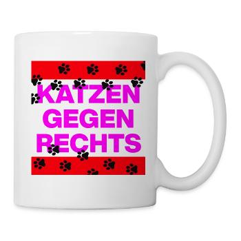 KATZEN GEGEN RECHTS, NO AFD NO NZS, NIE WIEDER - Tasse - Weiß - Rechts