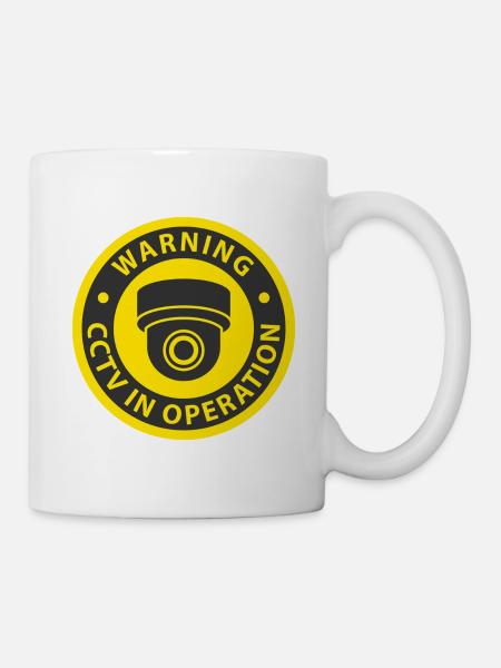 Warnzeichen: CCTV-Kamera in Betrieb - Tasse - Weiß