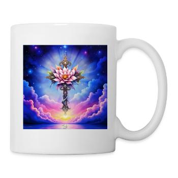 Floral Lotus Cross in Starry Sky - Mug - white - Right